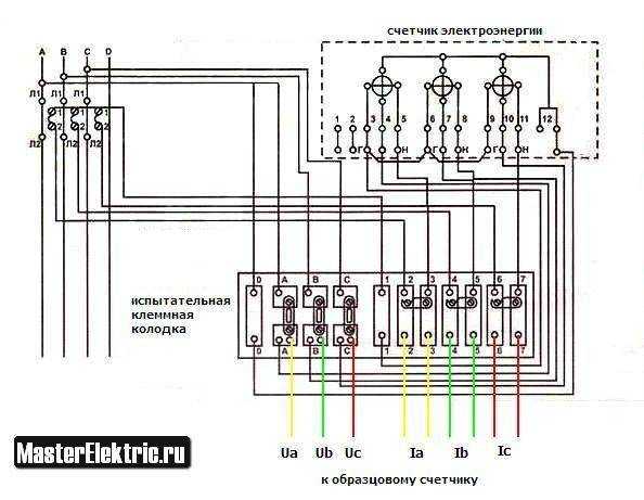 Схема подключения счетчика меркурий 230 через трансформаторы тока и испытательную коробку