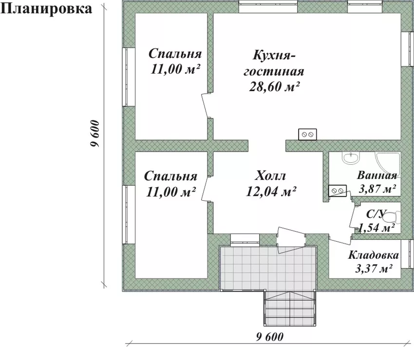 План одноэтажного дома из блоков