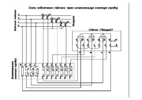 Схема подключения счетчика меркурий 230 через трансформаторы тока